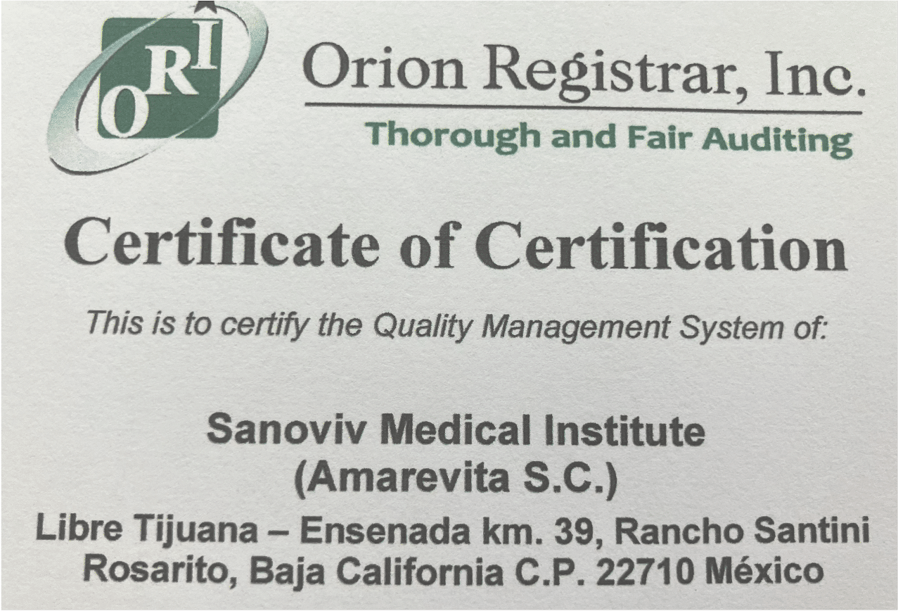 Sanoviv Certification